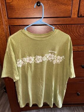 Billabong Olive Green Tee with White Floral Graphic